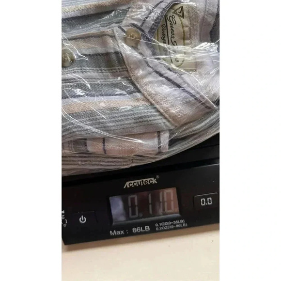 VTG Guess Jeans Vintage Style Men’s Small Striped Button Down Shirt Short Sleeve - Picture 11 of 12